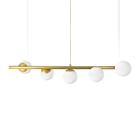 Lustre Pendente Figo Ouro - 5 Globos Esfera De Vidro Branco - Trybo Design