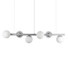 Lustre Pendente Figo PRATA - 6 Globos Esfera de Vidro Branco