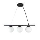 Lustre Pendente Figo Preto - 3 Globos Esfera De Vidro Branco