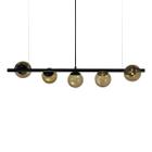 Lustre Pendente Figo Preto - 5 Globos Esfera De Vidro Âmbar - Trybo Design