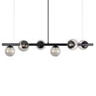 Lustre Pendente Figo Preto - 6 Globos Esfera De Vidro Fumê - Trybo