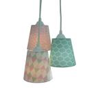 Lustre Pendente Infantil Colmeia e Triângulos Verde e Rosa - Crie Casa