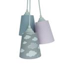 Lustre Pendente Infantil Nuvens Cinza e Rosa - Crie Casa