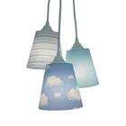 Lustre Pendente Infantil Nuvens e Zig Zag Azul e Branco - Crie Casa