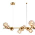 Lustre Pendente Jabuticaba Dourado 10 Globos Vidro Ambar - Opus