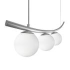 Lustre Pendente Katana Prata 3 Globos Esfera Vidro Branco - Love Loft