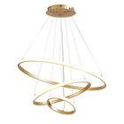 Lustre Pendente Led 58w 3 anéis Dourado - Ideal para sala de jantar, sala de estar