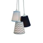 Lustre Pendente Luminária Bebê Tecido Chevron e Azul - Crie Casa