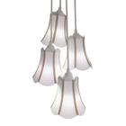 Lustre Pendente Luminária Cacho 4 Cúpulas Paris Linho Com Detalhes Em Bege