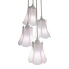 Lustre Pendente Luminária Cacho 4 Cúpulas Paris Linho Com Detalhes Em Rosa