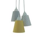 Lustre Pendente Luminária Cacho Amarelo e Cinza