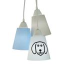 Lustre Pendente Luminária Cacho Aplique Cachorro Bege e Azul