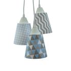 Lustre Pendente Luminária Cacho Azul Bebê, Cinza e Branco