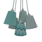 Lustre Pendente Luminária Cacho Chevron Cinza, Branco e Tons de Verde