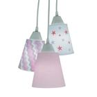 Lustre Pendente Luminária Chevron e Aplique Estrelas Rosa e Cinza