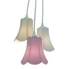 Lustre Pendente Luminária Cúpulas Paris Arabescos Branco, Bege e Rosa - Crie Casa