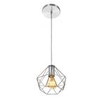 Lustre Pendente Luminária Diamante Aramado Cromado