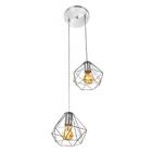 Lustre Pendente Luminária Diamante Aramado Duplo Cromado