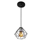 Lustre Pendente Luminária Diamante Aramado Preto