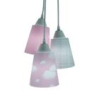 Lustre Pendente Luminária Quarto Bebê Nuvens Rosa, Branco e Cinza - Crie Casa