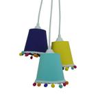 Lustre Pendente Luminária Tecidos Cacho Quarto Infantil com Pompons Coloridos - Crie Casa