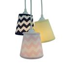 Lustre Pendente Luminária Tripla Chevron Rosa e Azul Marinho e Amarelo Liso - Crie Casa