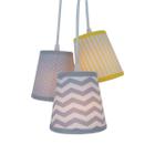 Lustre Pendente Luminária Tripla Quarto Bebê Chevron Cinza E Amarelo - Crie Casa