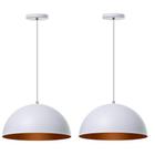 Lustre Pendente Meia Lua Branco 40Cm - Kit 2 Unidades - Ideallume