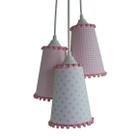 Lustre Pendente Menina Rosa e Branco com Pompom - Crie Casa