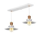 Lustre Pendente Nordic Duplo Base Retangular Branco/Cobre