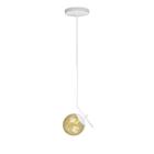 Lustre Pendente On Ly - Branco Com Globo De Vidro Âmbar - Trybo