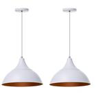 Lustre Pendente Panamá Branco Com Cobre - Kit 2 Unidades - Ideallume