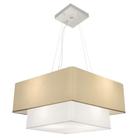 Lustre Pendente Quadrado Bege e Branco MJ-4344 Para Mesa de Jantar