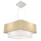 Lustre Pendente Quadrado Bege e Branco MJ-4346 Para Mesa de Jantar e Estar