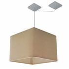 Lustre Pendente Quadrado Com Desvio de Centro Vivare Md-4269 Cúpula em Tecido 40x40cm - Bivolt