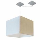 Lustre Pendente Quadrado Com Desvio Linho Bege MJ-4268 Para Mesa de Jantar e Estar