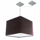 Lustre Pendente Quadrado Com Desvio Md-4268 Cúpula em Tecido 30/35x35cm Café - Bivolt