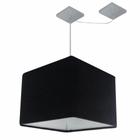 Lustre Pendente Quadrado Com Desvio Md-4268 Cúpula em Tecido 30/35x35cm Preto - Bivolt