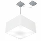 Lustre Pendente Quadrado Com Desvio Md-4270 Cúpula em Tecido 30/35x35cm Branco - Bivolt - Vivare