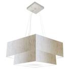 Lustre Pendente Quadrado Linho Bege MJ-4344 Para Mesa de Jantar e Estar