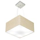 Lustre Pendente Quadrado Md-4005 Cúpula em Tecido 21/35x35cm Rustico Bege - Bivolt