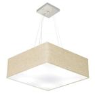 Lustre Pendente Quadrado Md-4032 Cúpula em Tecido 15/50x50cm Rustico Bege - Bivolt