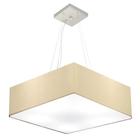 Lustre Pendente Quadrado Md-4137 Cúpula em Tecido 15/70x70cm Algodão Crú - Bivolt