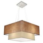 Lustre Pendente Quadrado Palha e Bege MJ-4066 Para Mesa de Jantar e Estar