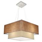 Lustre Pendente Quadrado Palha e Bege MJ-4346 Para Mesa de Jantar e Estar - Vivare