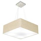 Lustre Pendente Quadrado Rustico Bege MJ-4137 Para Mesa de Jantar e Estar