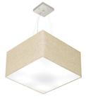 Lustre Pendente Quadrado Rustico Bege MJ-4199 Para Mesa de Jantar e Estar