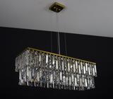 Lustre Pendente Retangular Dourado Cristal 70cm 598/70 - ILUMINAMUNDO