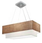 Lustre Pendente Retangular Palha e Branco MJ-4321 Para Mesa de Jantar e Estar