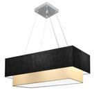 Lustre Pendente Retangular Preto e Bege MJ-4322 Para Mesa de Jantar e Estar - Vivare